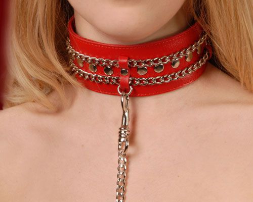 Красный ошейник с цепочками - Sitabella - купить с доставкой в Королеве