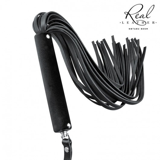 Черная кожаная плеть-флоггер - 84 см. - Notabu - купить с доставкой в Королеве