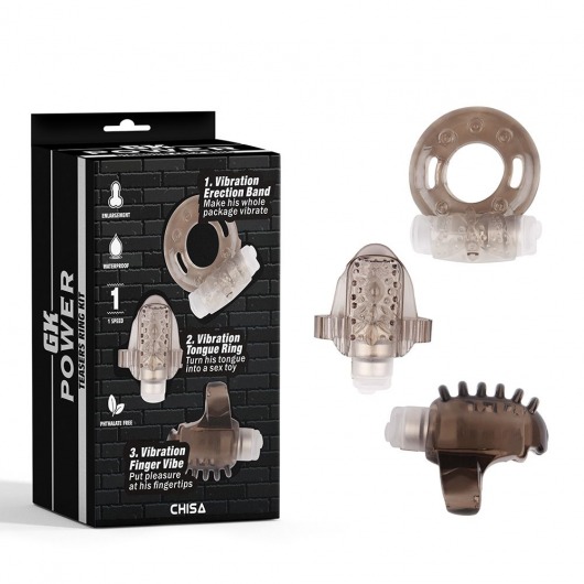 Набор из 3 дымчатых эрекционных колец с вибрацией Teasers Ring Kit - Chisa - в Королеве купить с доставкой