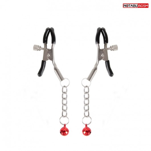 Серебристые зажимы на соски с шариками на цепочках - Notabu - купить с доставкой в Королеве