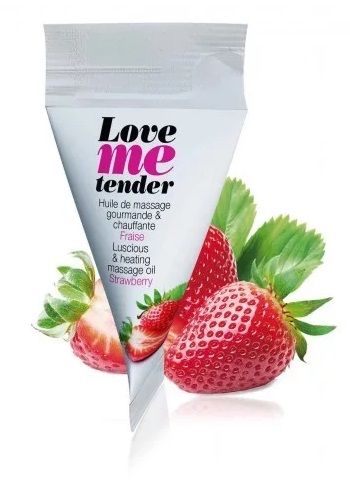 Съедобное согревающее массажное масло Love Me Tender Strawberry с ароматом клубники - 10 мл. - Love to Love - купить с доставкой в Королеве