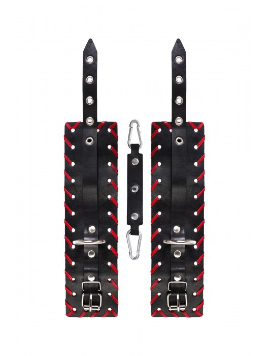 Черно-красные оковы из натуральной кожи - Pecado - купить с доставкой в Королеве