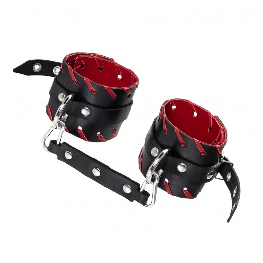 Черно-красные оковы из натуральной кожи - Pecado - купить с доставкой в Королеве