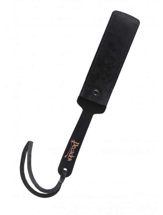 Черный кожаный пэддл - 37 см. - Pecado - купить с доставкой в Королеве