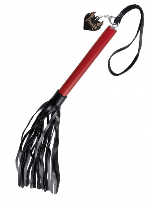 Черно-красная кожаная плеть - 50 см. - Pecado - купить с доставкой в Королеве