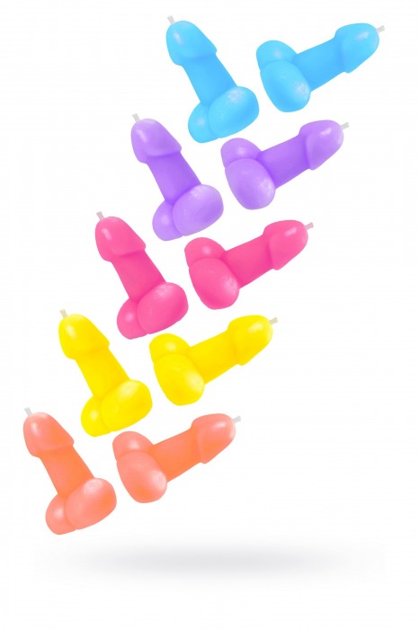 Набор из 10 разноцветных свечей в форме пениса - Pecado - купить с доставкой в Королеве