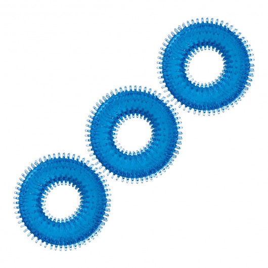 Комплект из трех голубых колец для эрекции 3-Pack Ultra-Stim Stretch Cock Rings - BlueLine - в Королеве купить с доставкой