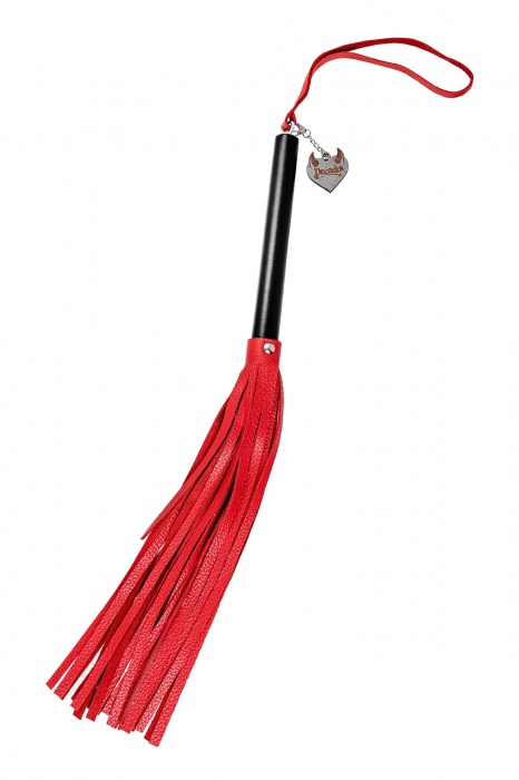 Красно-черная кожаная плеть - 50 см. - Pecado - купить с доставкой в Королеве