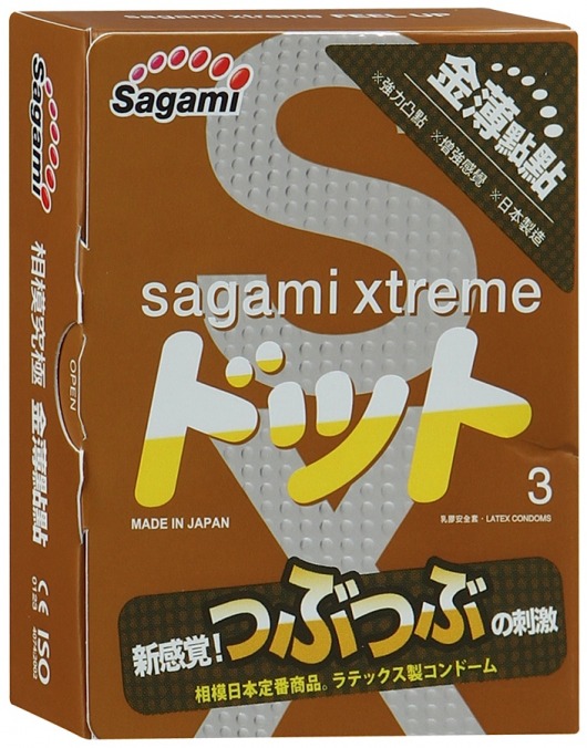 Презервативы Sagami Xtreme FEEL UP с точечной текстурой и линиями прилегания - 3 шт. - Sagami - купить с доставкой в Королеве