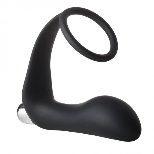 Черное эрекционное кольцо с вибропробкой Vibrating Anal Plug With Cockring - Dream Toys - в Королеве купить с доставкой