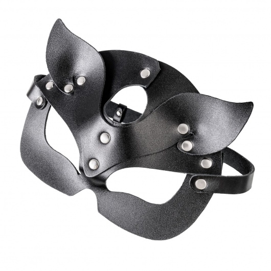 Черная кожаная рельефная маска кошки - Pecado - купить с доставкой в Королеве