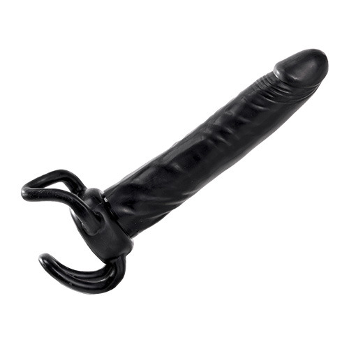 Чёрная насадка-фаллос для двойного проникновения INFLATABLE DILDO SLIM DONG  - 13,5 см. - Toyz4lovers - в Королеве купить с доставкой