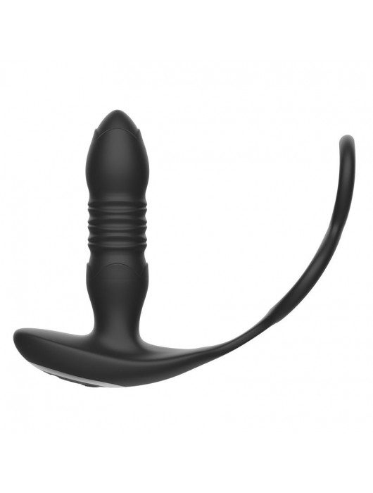 Черный анальный вибромассажёр с возвратно-поступательными движениями и кольцами для фиксации - I-MOON - в Королеве купить с доставкой