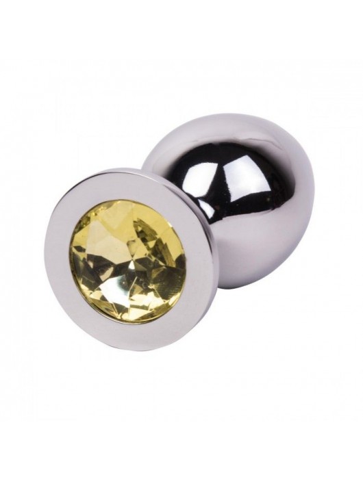 Большой стальной плаг с желтым кристаллом Sweet Lemon - 9,5 см. - Erotic Fantasy - купить с доставкой в Королеве