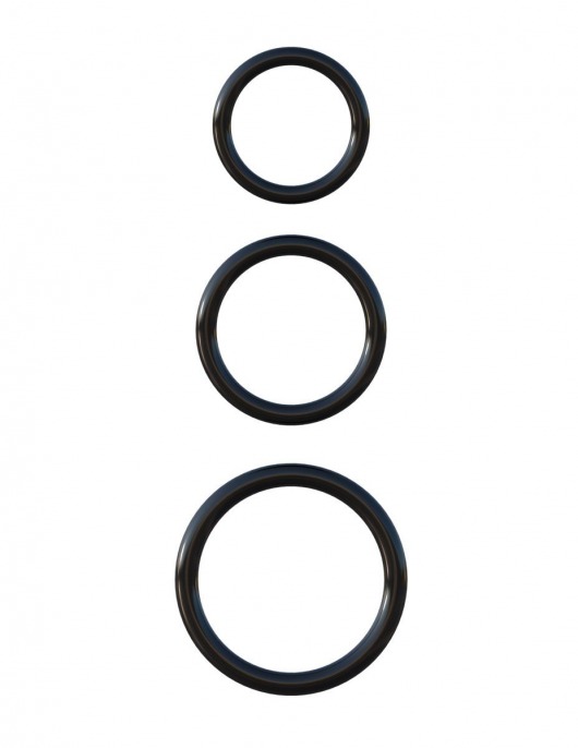 Набор из трех черных эрекционных колец Silicone 3-Ring Stamina Set - Pipedream - в Королеве купить с доставкой