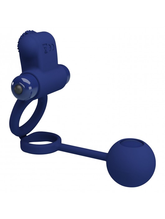 Синее вибрирующее кольцо с утяжеляющим шариком - Baile - в Королеве купить с доставкой
