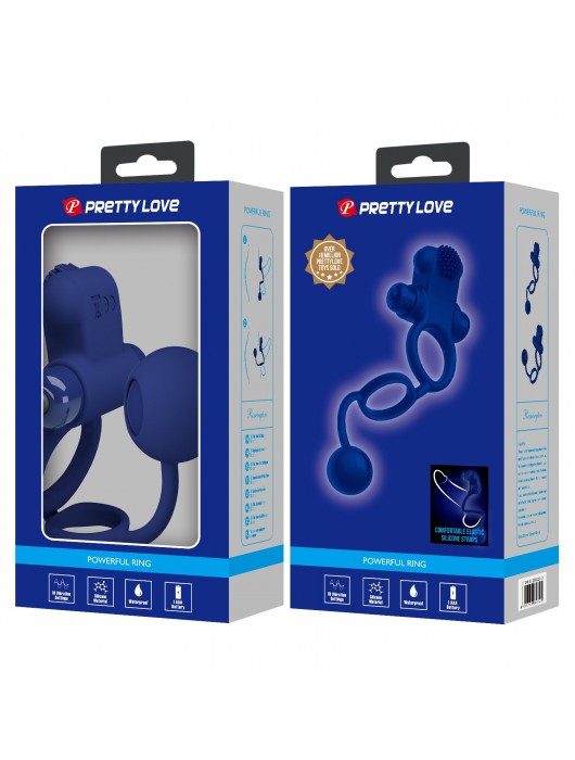 Синее вибрирующее кольцо с утяжеляющим шариком - Baile - в Королеве купить с доставкой