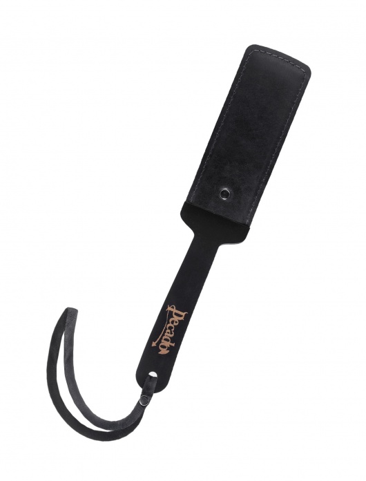 Черный твердый пэддл из натуральной кожи и дерева - 33 см. - Pecado - купить с доставкой в Королеве