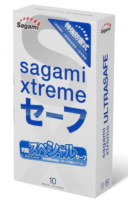 Презервативы Sagami Xtreme Ultrasafe с двойным количеством смазки - 10 шт. - Sagami - купить с доставкой в Королеве