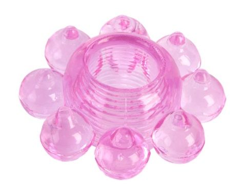 Розовое гелевое эрекционное кольцо-цветок - Toyfa Basic - в Королеве купить с доставкой