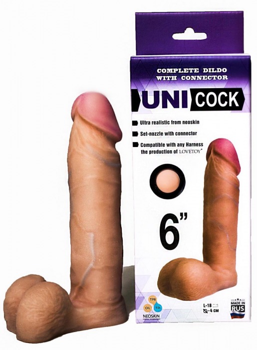Насадка для страпона фаллической формы UNICOCK 6  - 18 см. - LOVETOY (А-Полимер) - купить с доставкой в Королеве