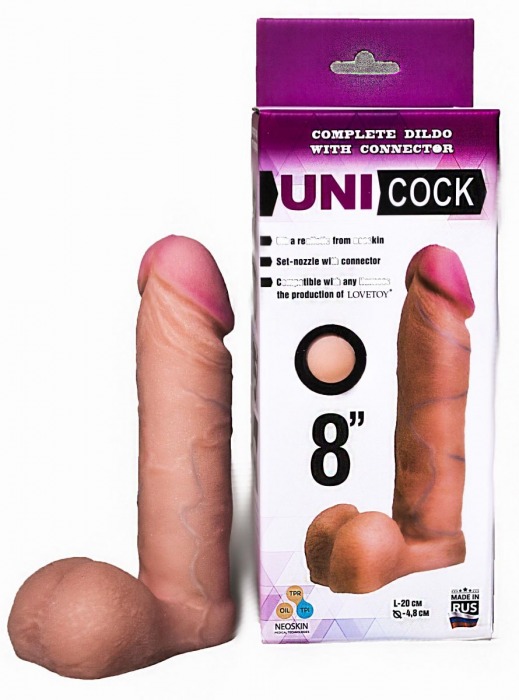 Фаллическая насадка для страпона UNICOCK 8  - 20 см. - LOVETOY (А-Полимер) - купить с доставкой в Королеве