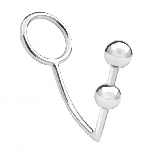 Кольцо на пенис с анальным стимулятором Two Bead Stainless Steel Anal Hook   Cock Ring - BlueLine - в Королеве купить с доставкой