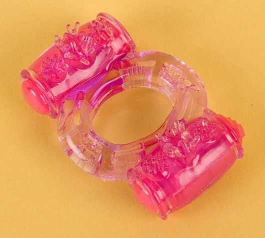 Фиолетовое виброкольцо с двумя вибропульками - Toyfa Basic - в Королеве купить с доставкой