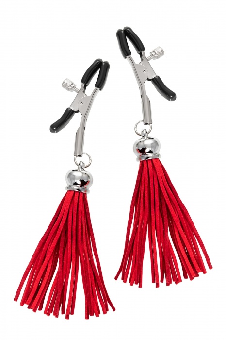 Зажимы на соски «Прищепки» с красными кисточками из замши - Pecado - купить с доставкой в Королеве