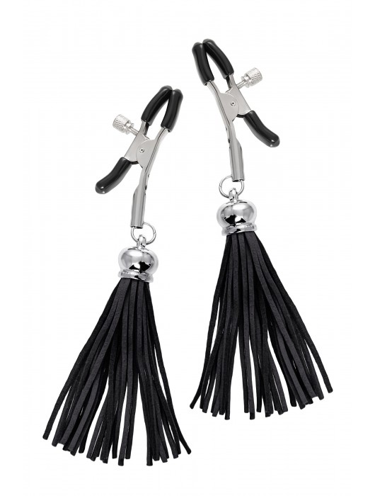 Зажимы на соски «Прищепки» с черными кисточками из замши - Pecado - купить с доставкой в Королеве