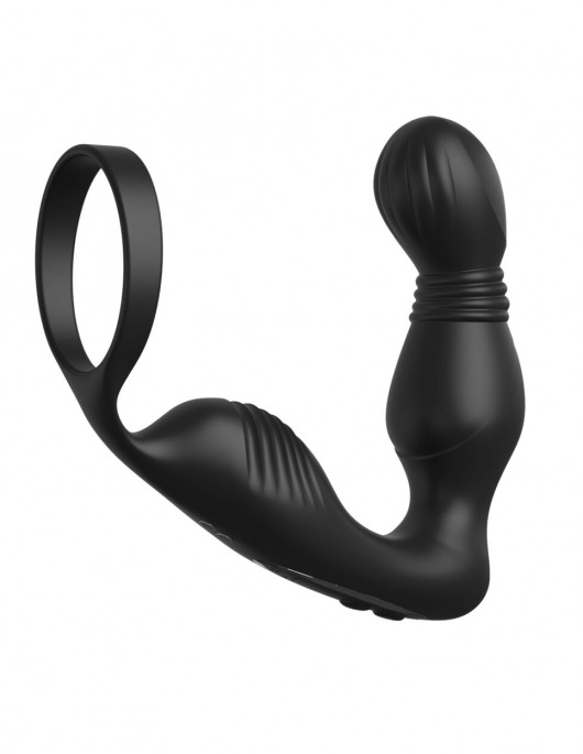 Черный вибростимулятор простаты с эрекционным кольцом Ass-Gasm Pro P-Spot Milker - Pipedream - в Королеве купить с доставкой