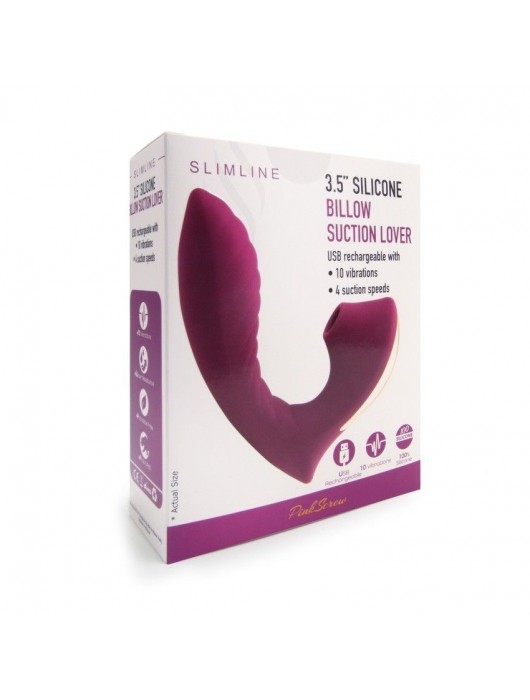 Сливовый L-образный вибромассажёр с вакуумной стимуляцией 3,5’’ Silicone Billow Suction Lover - Erokay