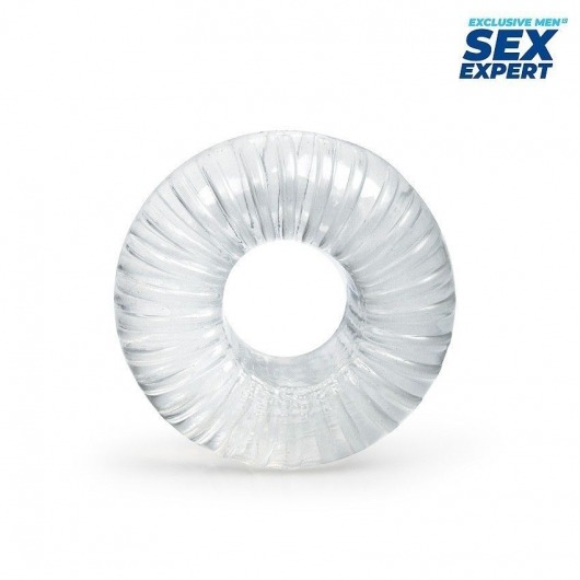 Прозрачное эрекционное кольцо с ребрышками - Sex Expert - в Королеве купить с доставкой