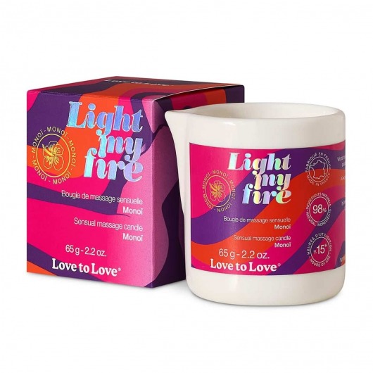Массажная свеча Light My Fire с ароматом моной - 80 мл. - Love to Love - купить с доставкой в Королеве