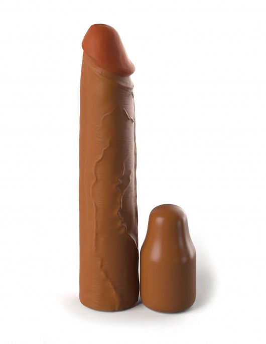 Коричневая насадка на член 2  Silicone X-tension - 20,3 см. - Pipedream - в Королеве купить с доставкой