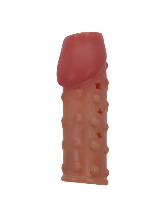 Телесная открытая насадка на пенис с бугорками - 19,8 см. - Baile - в Королеве купить с доставкой