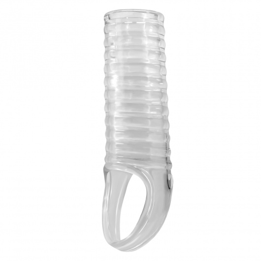 Прозрачная насадка на пенис с ребрышками и подхватом мошонки - Baile - в Королеве купить с доставкой