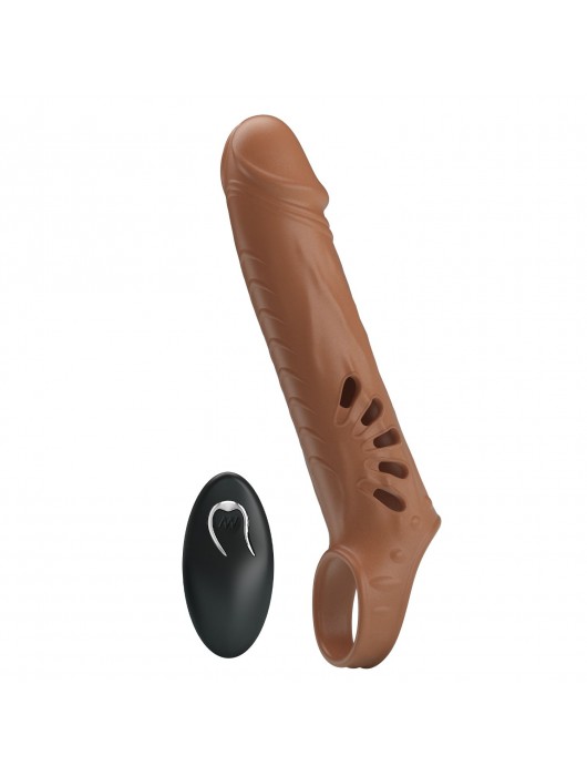 Коричневая вибронасадка с подхватом мошонки и пультом ДУ - Baile - в Королеве купить с доставкой