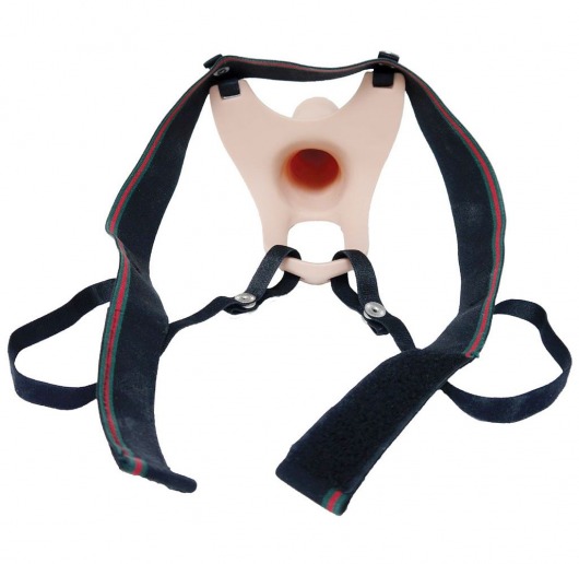 Телесный полый страпон на ремешках - 16,5 см. - Boys of Toys - купить с доставкой в Королеве