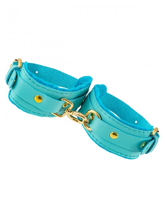 Голубые двуслойные кожаные оковы - Pecado - купить с доставкой в Королеве