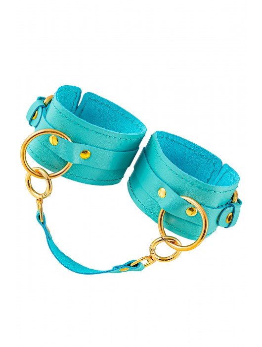 Голубые однослойные кожаные оковы - Pecado - купить с доставкой в Королеве