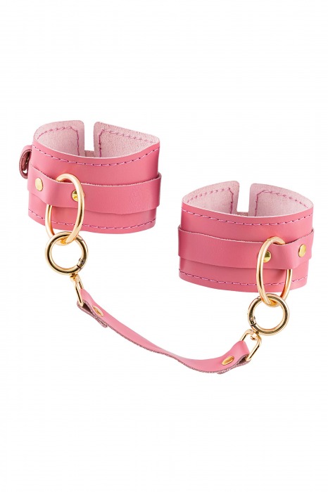 Розовые однослойные кожаные оковы - Pecado - купить с доставкой в Королеве