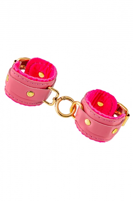 Розовые двуслойные кожаные наручники-браслеты - Pecado - купить с доставкой в Королеве