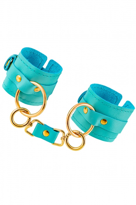 Голубые однослойные кожаные наручники - Pecado - купить с доставкой в Королеве