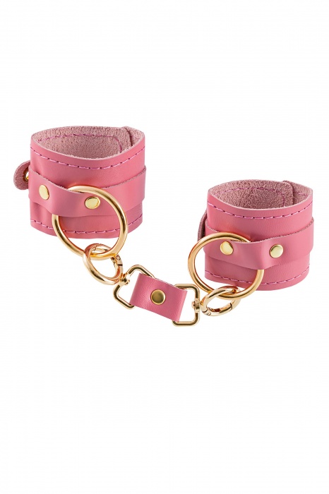 Розовые однослойные кожаные наручники - Pecado - купить с доставкой в Королеве