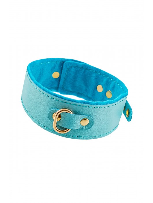 Голубой двуслойный кожаный ошейник с подкладкой из фетра - Pecado - купить с доставкой в Королеве