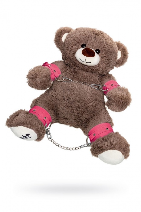 Бондажный набор: бурый мишка с розовыми оковами и наручниками - Pecado - купить с доставкой в Королеве