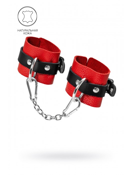 Красно-черные мягкие наручники с одним ремешком с люверсами - Pecado - купить с доставкой в Королеве
