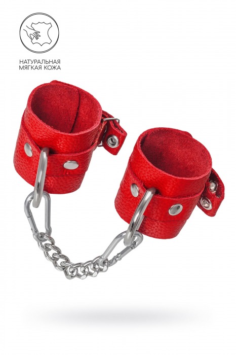 Красные мягкие кожаные наручники с люверсами - Pecado - купить с доставкой в Королеве