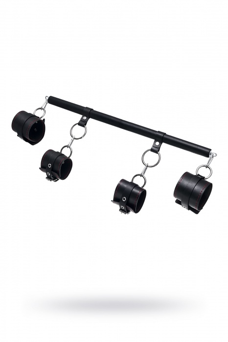 Черная распорка с 4 манжетами для рук и ног - Pecado - купить с доставкой в Королеве